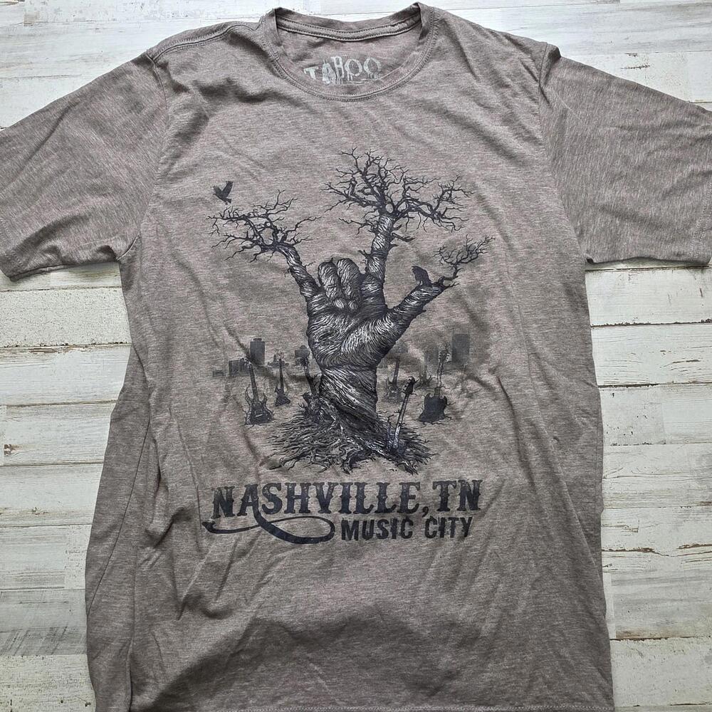 Nashville Tennessee Souvenir T-Shirt Adult LG Graphic Tee Music Tree Roots
